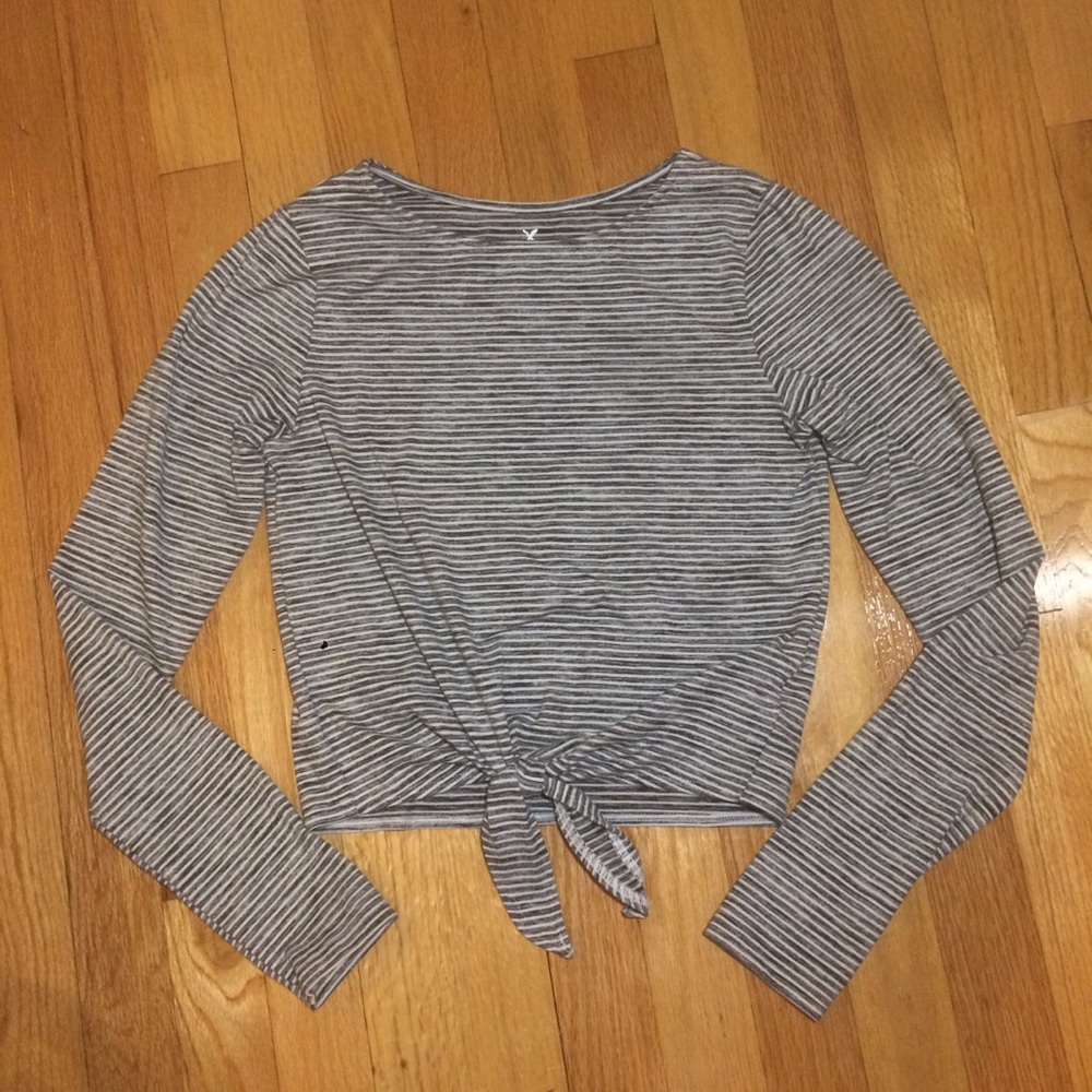 Grey And White Crop Top